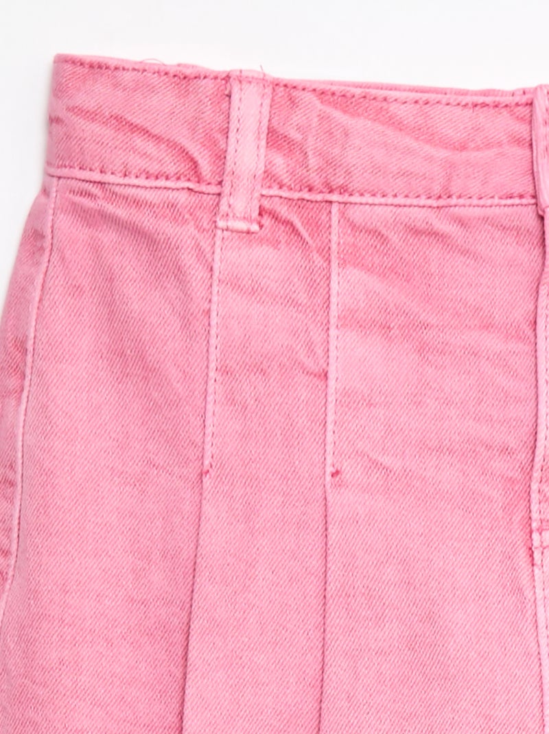 Jupe short en denim plissé rose - Kiabi