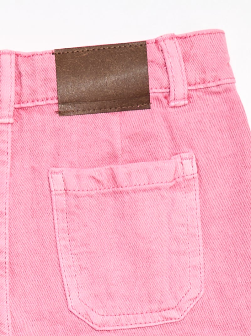 Jupe short en denim plissé rose - Kiabi