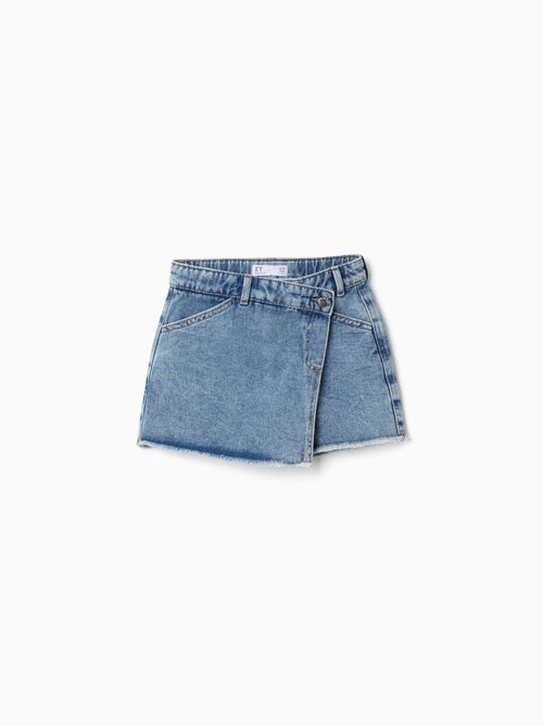 Jupe-short en jean avec fermeture asymétrique - Kiabi