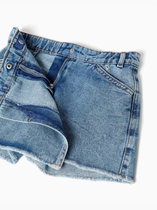 Jupe-short en jean avec fermeture asymétrique - Kiabi