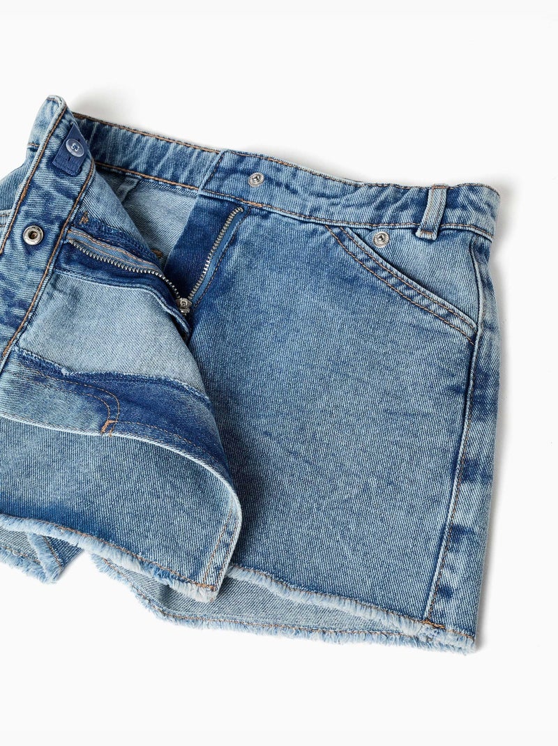 Jupe-short en jean avec fermeture asymétrique Bleu Bleu - Kiabi