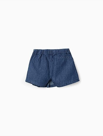 Jupe-short en jean avec plis sur le devant