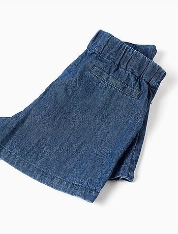 Jupe-short en jean avec plis sur le devant