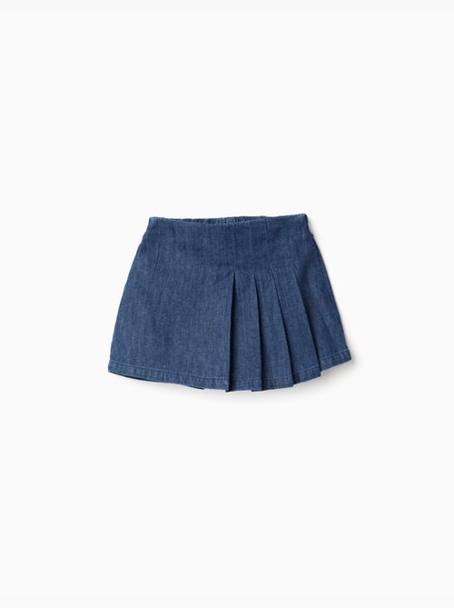 Jupe-short en jean avec plis sur le devant - Kiabi