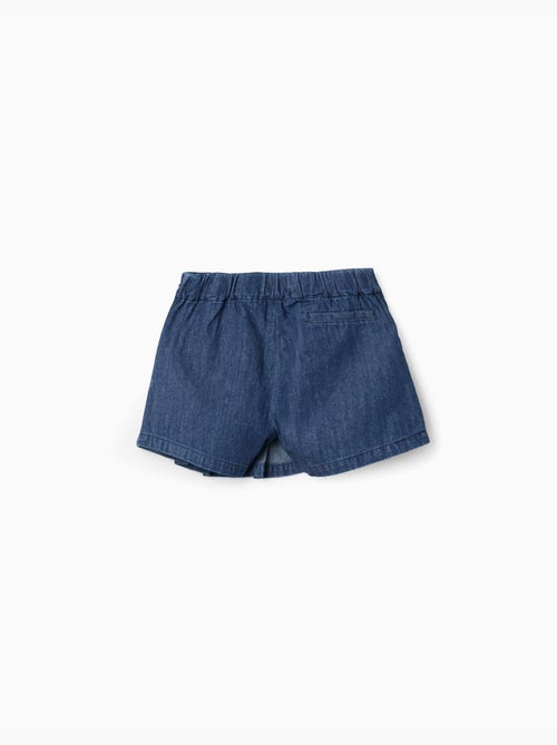 Jupe-short en jean avec plis sur le devant - Kiabi