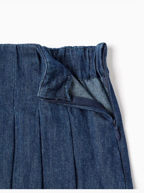 Jupe-short en jean avec plis sur le devant - Kiabi
