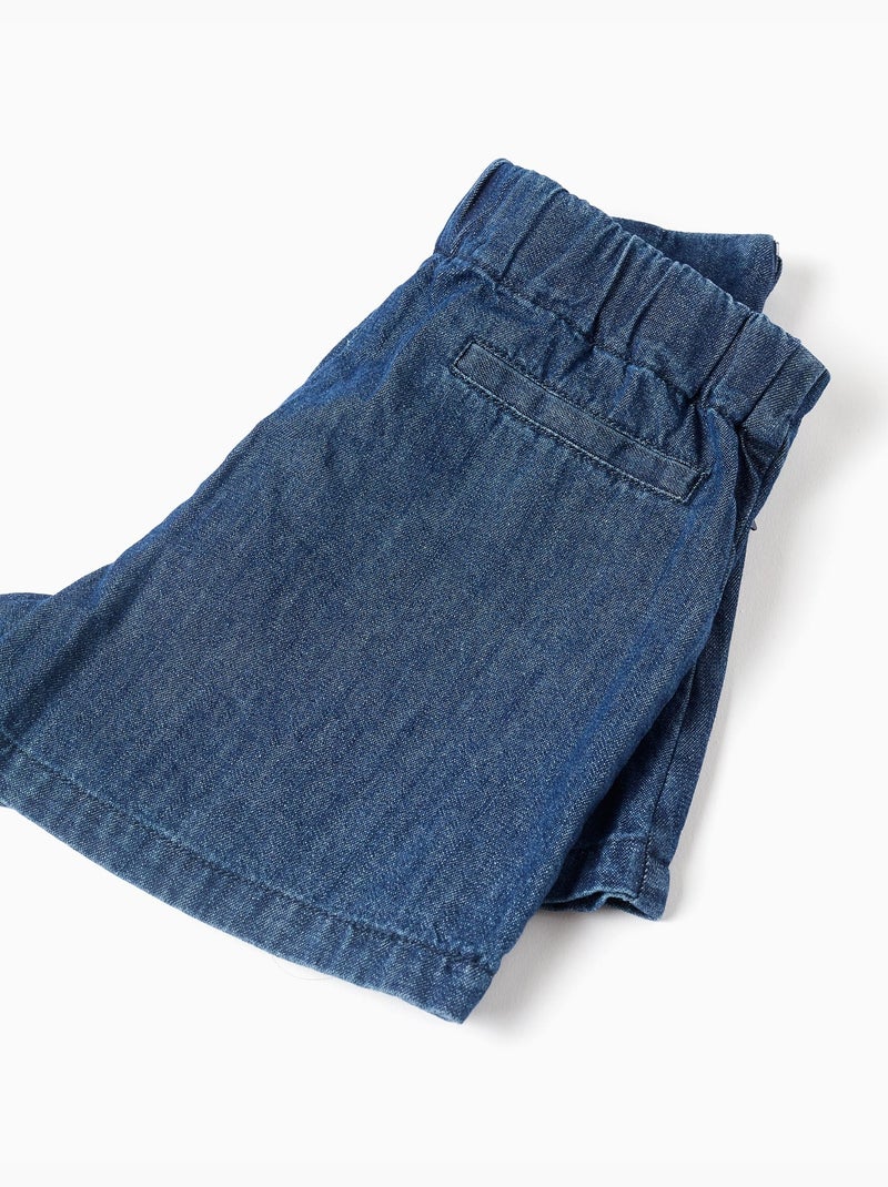 Jupe-short en jean avec plis sur le devant Bleu foncé - Kiabi