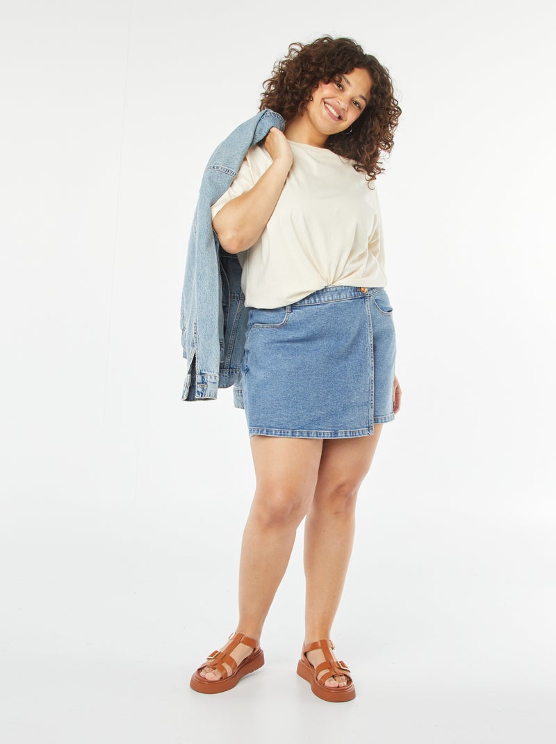 Jupe short en jean avec poches Bleu - Kiabi