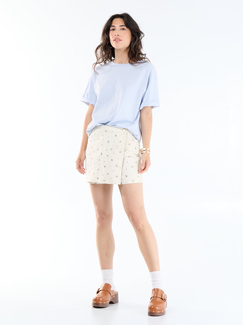 Jupe short en jean Blanc - Kiabi