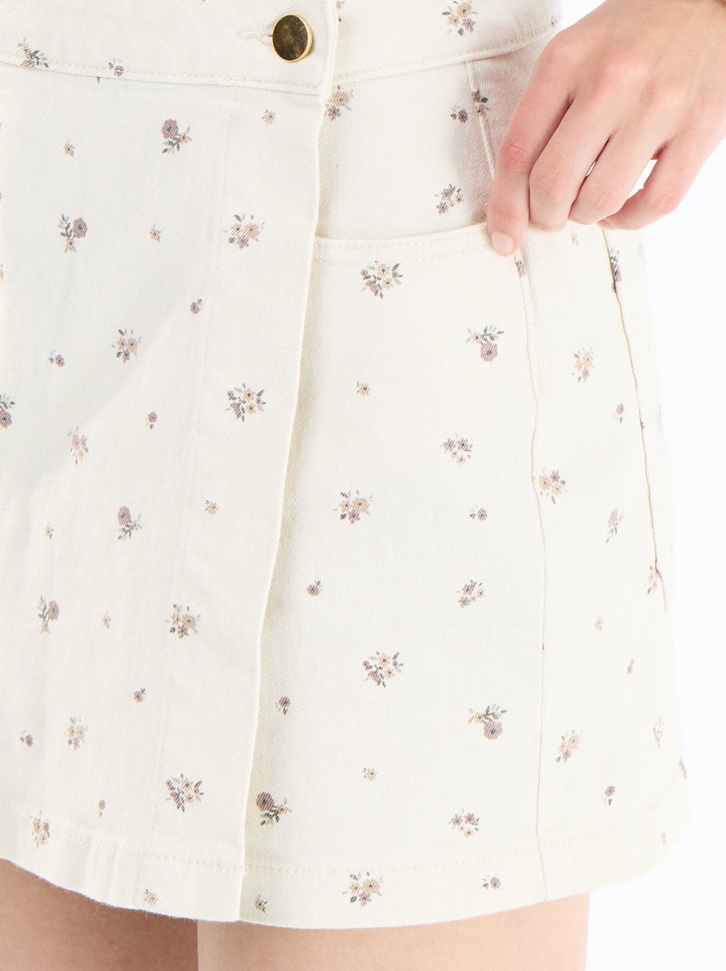 Jupe short en jean Blanc - Kiabi