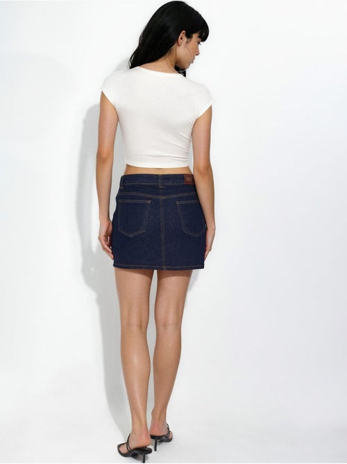 Jupe-short en jean déchiré avec fermeture éclair - Kiabi