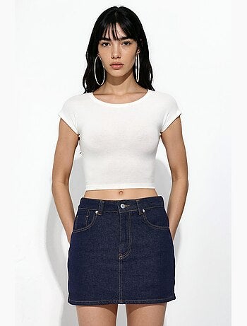 Jupe-short en jean déchiré avec fermeture éclair hiccup