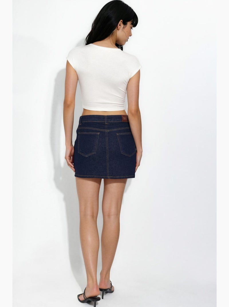 Jupe-short en jean déchiré avec fermeture éclair hiccup Bleu outremer - Kiabi