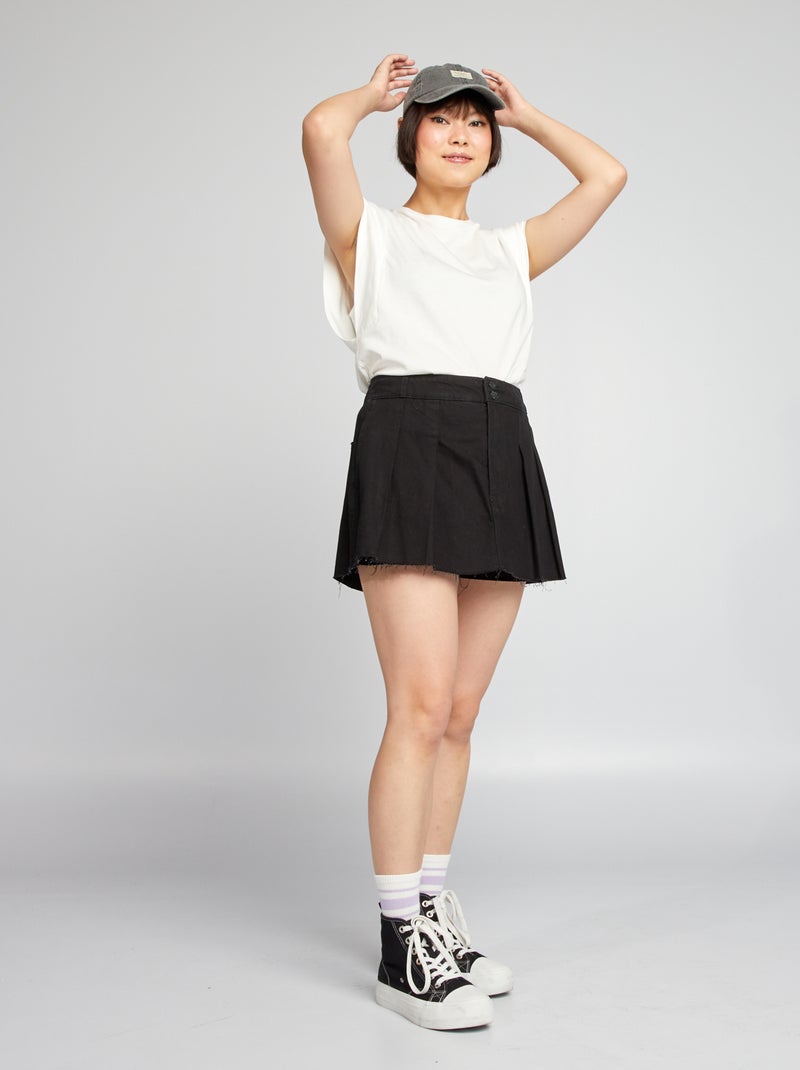 Jupe short en jean Noir - Kiabi
