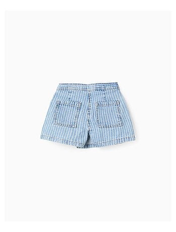 Jupe-short en Jean Rayé + Élastique à Pompon