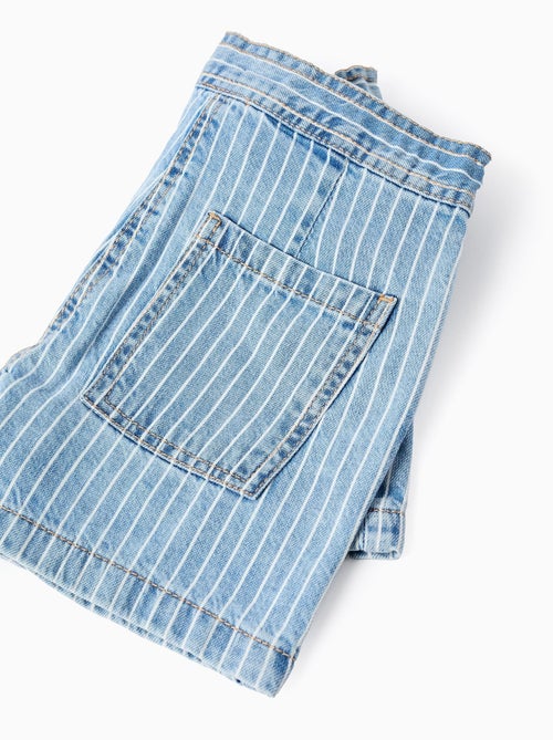 Jupe-short en Jean Rayé + Élastique à Pompon - Kiabi