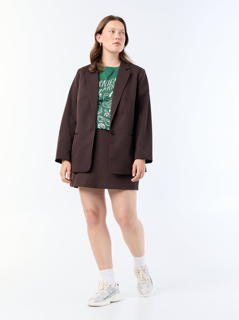 Jupe short en maille épaisse Marron - Kiabi