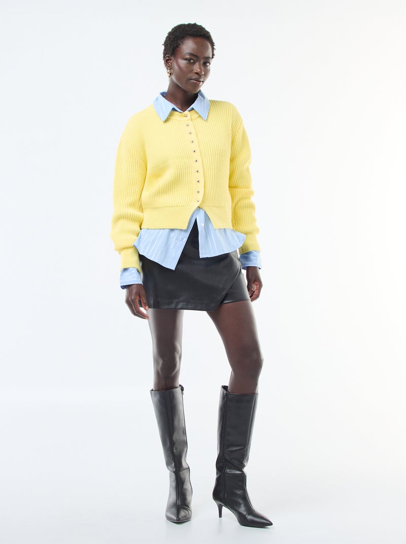 Jupe short en simili uni Noir - Kiabi