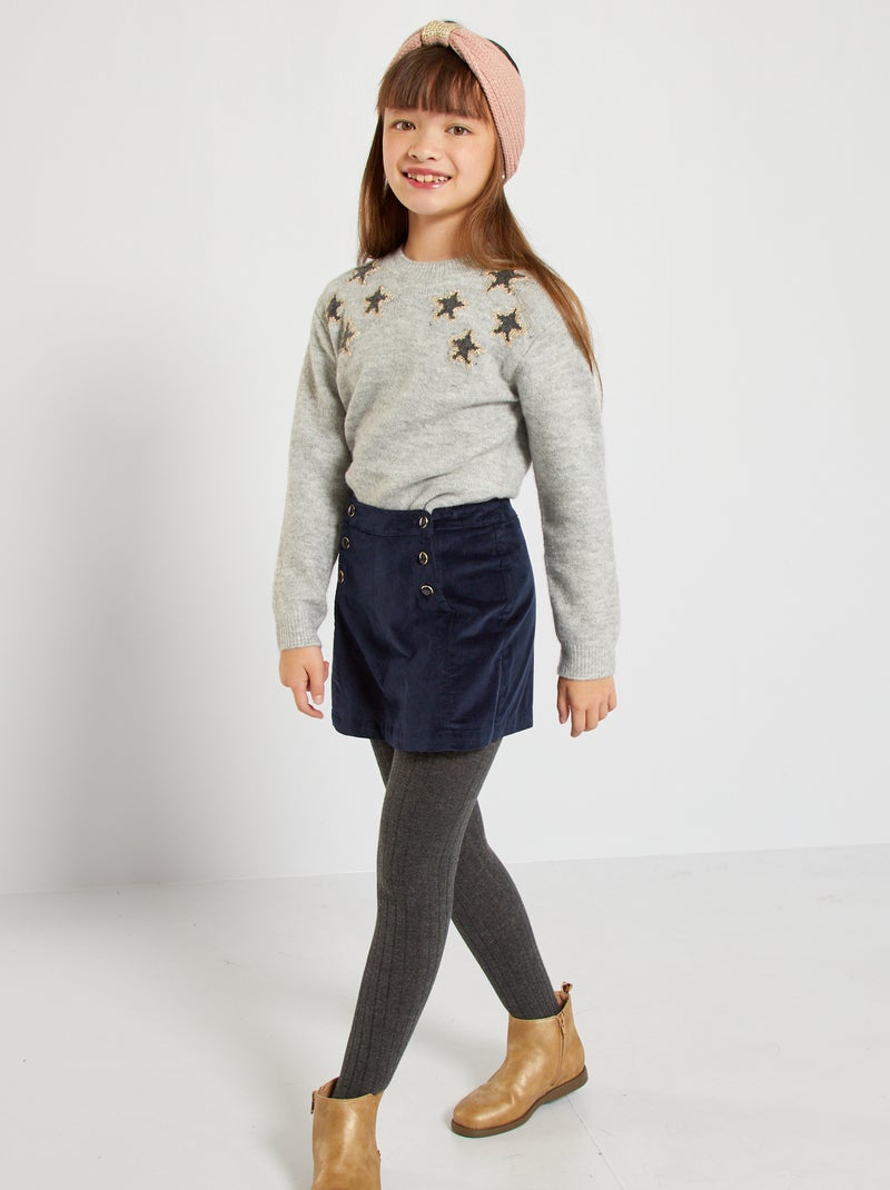 Jupe-short en velours bleu marine - Kiabi