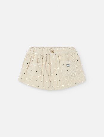 Jupe-short en velours côtelé à pois