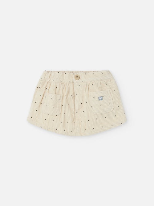 Jupe-short en velours côtelé à pois - Kiabi