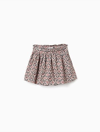 Jupe-short en velours côtelé avec motif floral