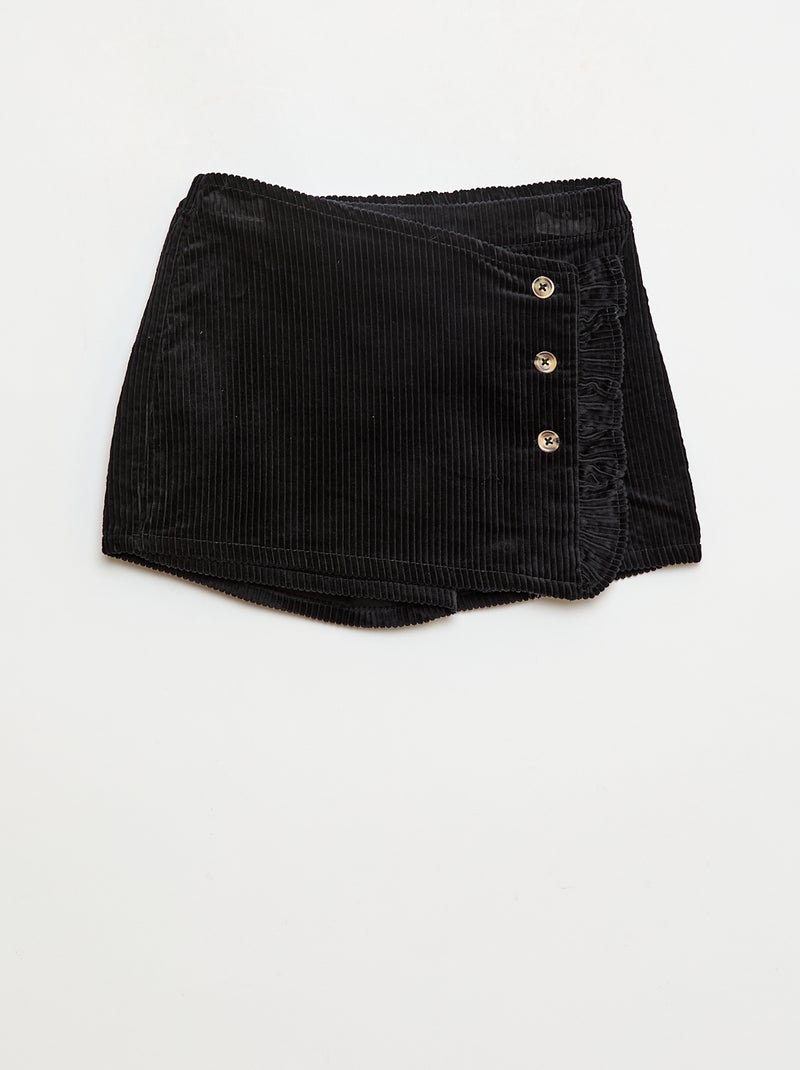 Jupe short en velours de coton Noir Fille Kiabi