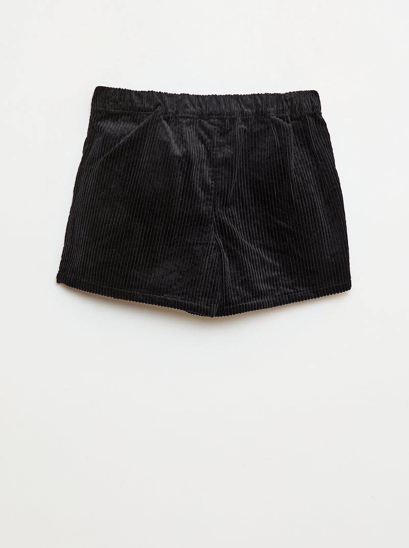 Jupe short en velours de coton Noir - Kiabi