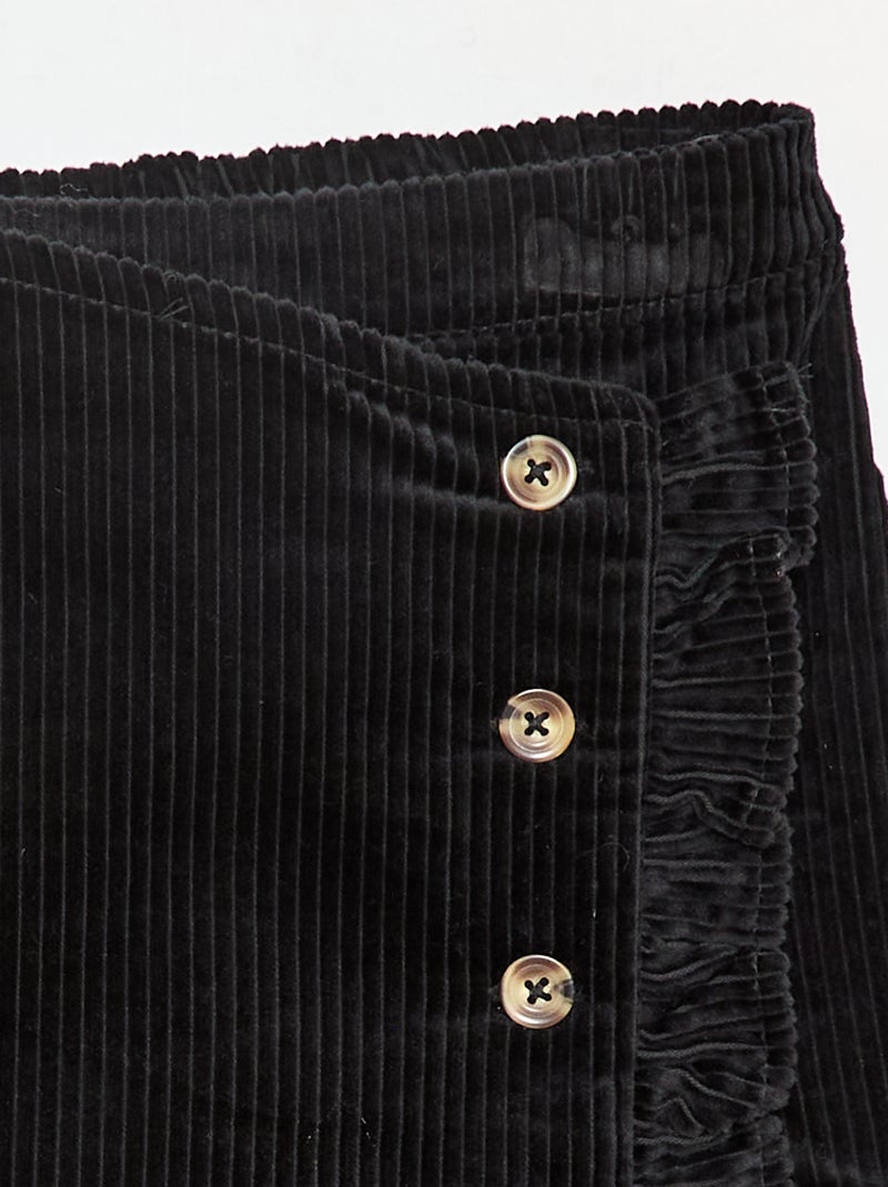 Jupe short en velours de coton Noir - Kiabi