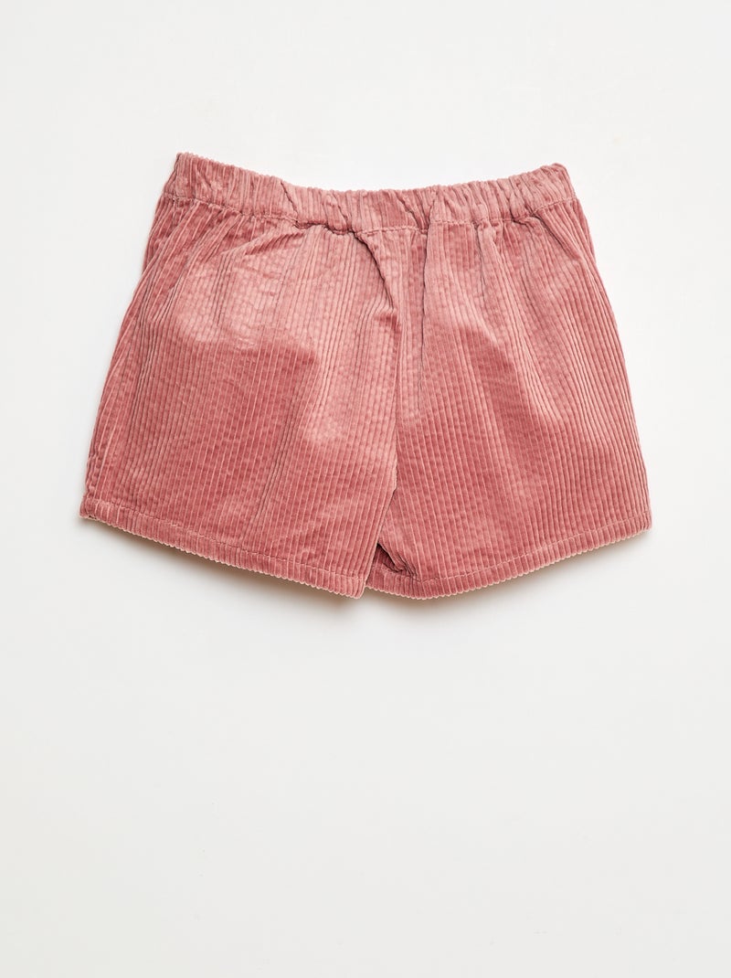 Jupe short en velours de coton Rose - Kiabi