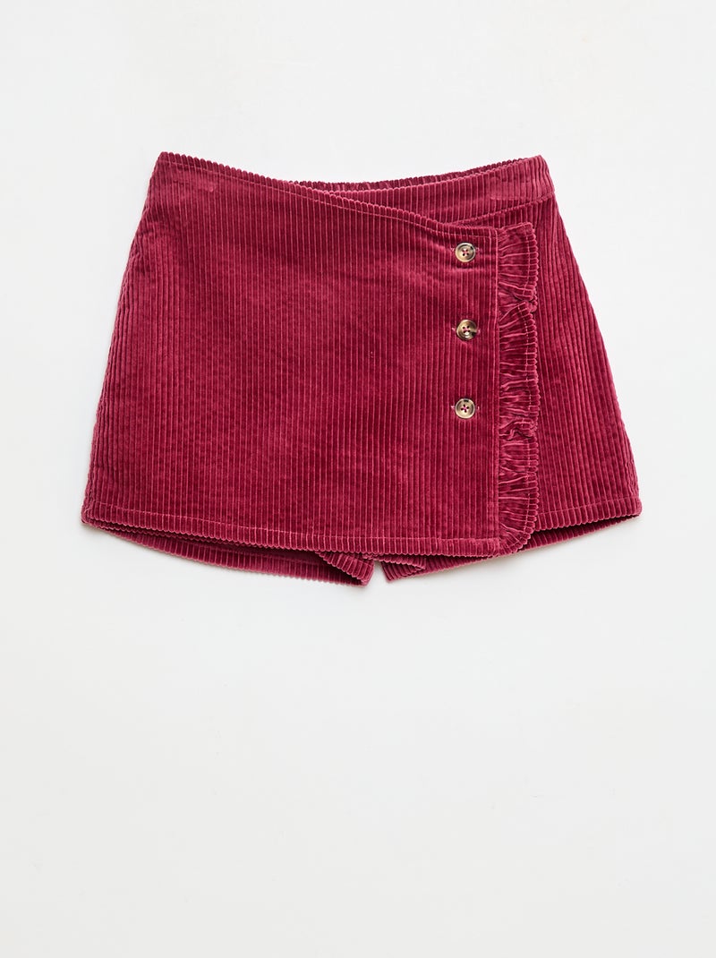 Jupe short en velours de coton Rouge - Kiabi