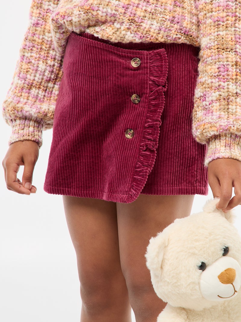 Jupe short en velours de coton Rouge - Kiabi