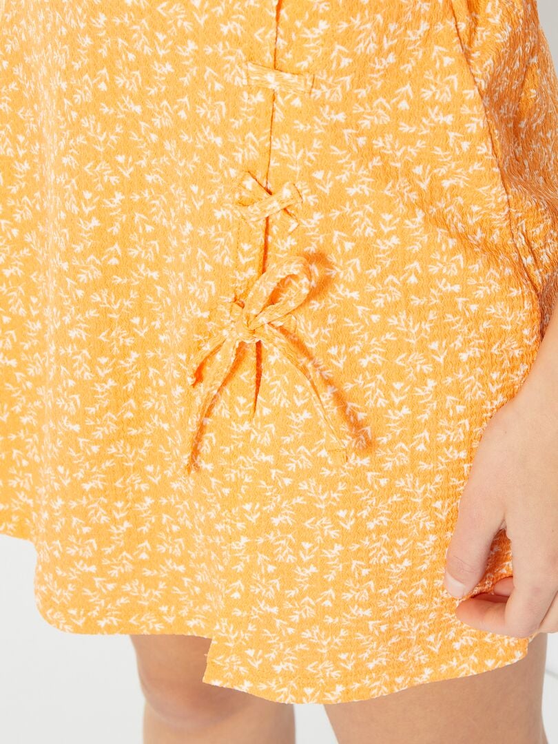 Jupe short fendu avec imprimé fleuri Orange - Kiabi