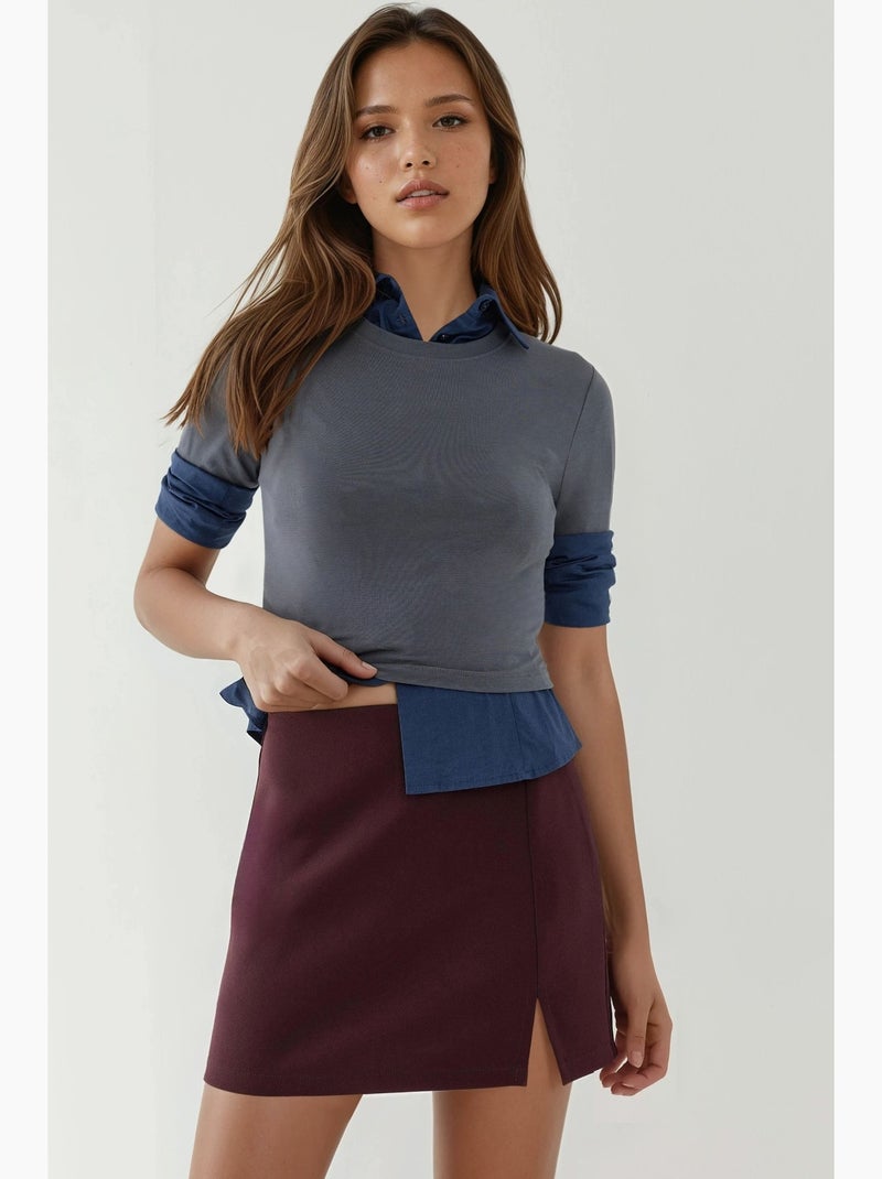 Jupe-short fendue hiccup Rouge bordeaux - Kiabi