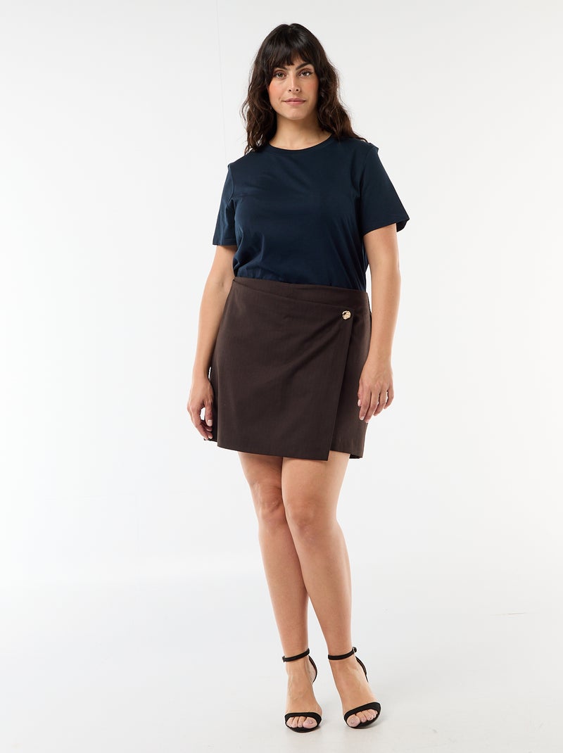 Jupe short fines rayures Marron - Kiabi