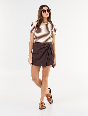 Jupe short léger avec ceinture à nouer