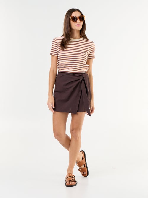 Jupe short léger avec ceinture à nouer - Kiabi