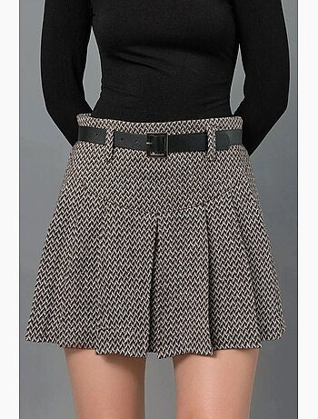 Jupe-short mini plissée géométrique taille haute hiccup