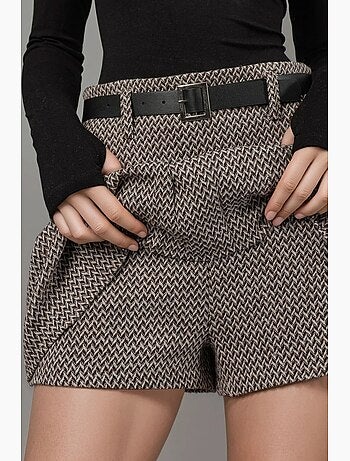 Jupe-short mini plissée géométrique taille haute hiccup