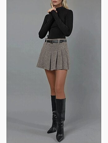 Jupe-short mini plissée géométrique taille haute hiccup