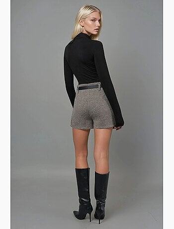Jupe-short mini plissée géométrique taille haute hiccup