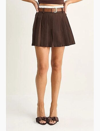 Jupe-short mini taille haute avec ceinture lucci