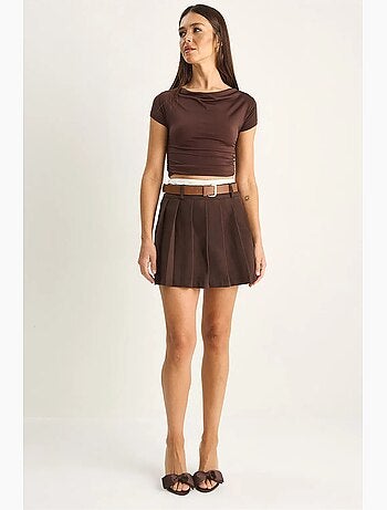 Jupe-short mini taille haute avec ceinture lucci