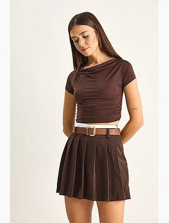 Jupe-short mini taille haute avec ceinture lucci