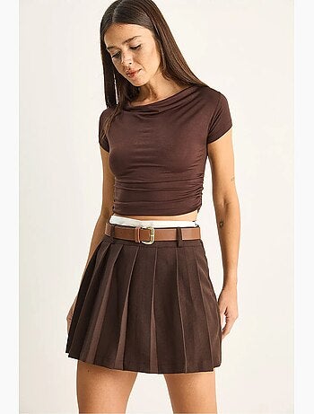 Jupe-short mini taille haute avec ceinture lucci