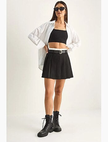 Jupe-short mini taille haute avec ceinture lucci