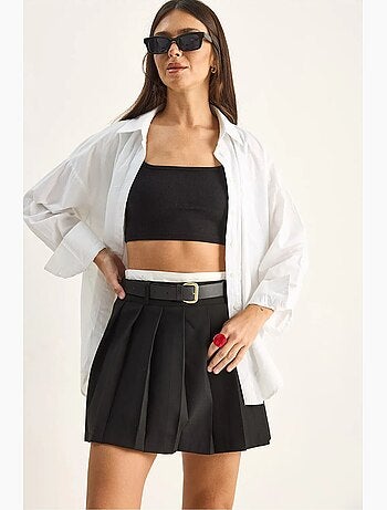 Jupe-short mini taille haute avec ceinture lucci