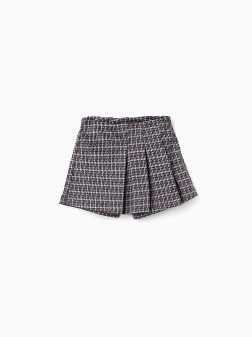 Jupe-short pied-de-poule plissée - Kiabi