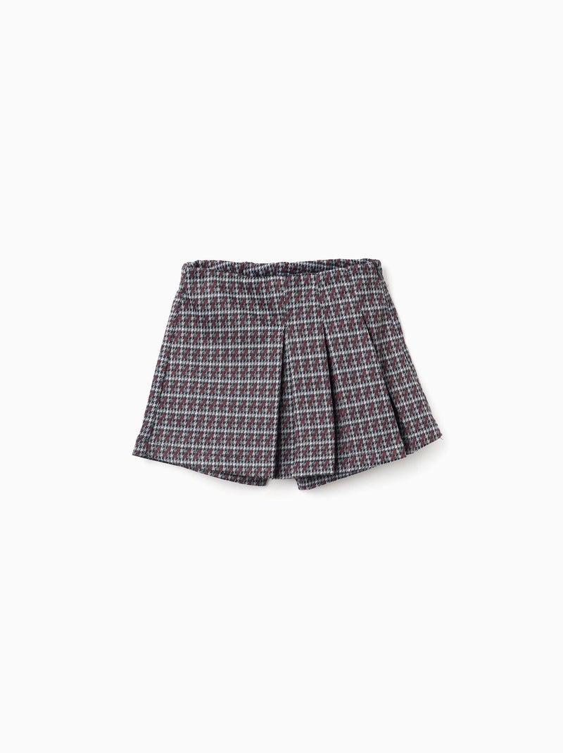 Jupe-short pied-de-poule plissée Bleu foncé - Kiabi