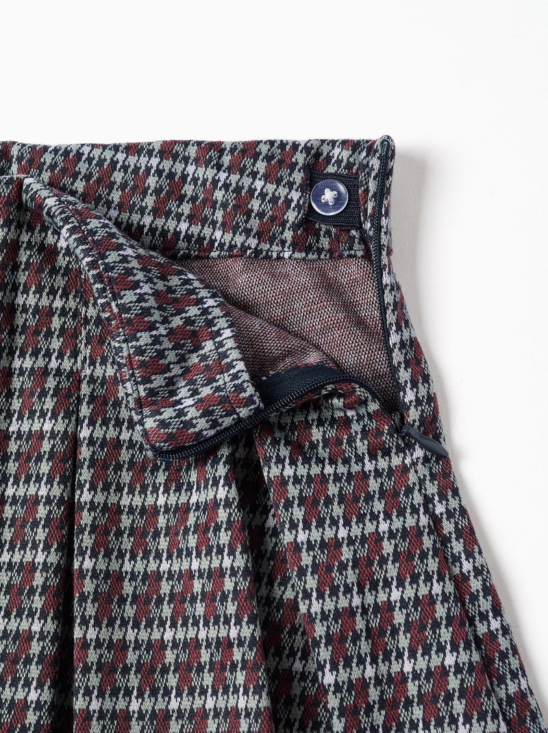 Jupe-short pied-de-poule plissée Bleu foncé - Kiabi